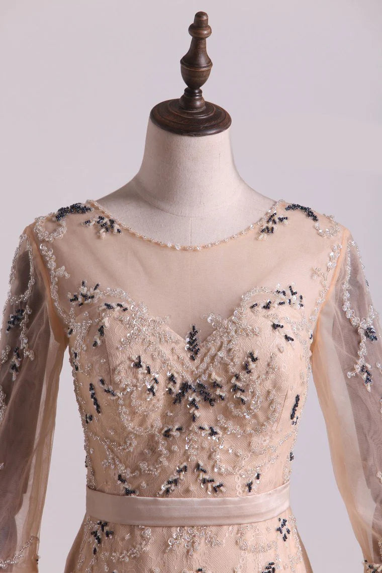 Party Dresses Sheath With Beads And Sash Sweep Train